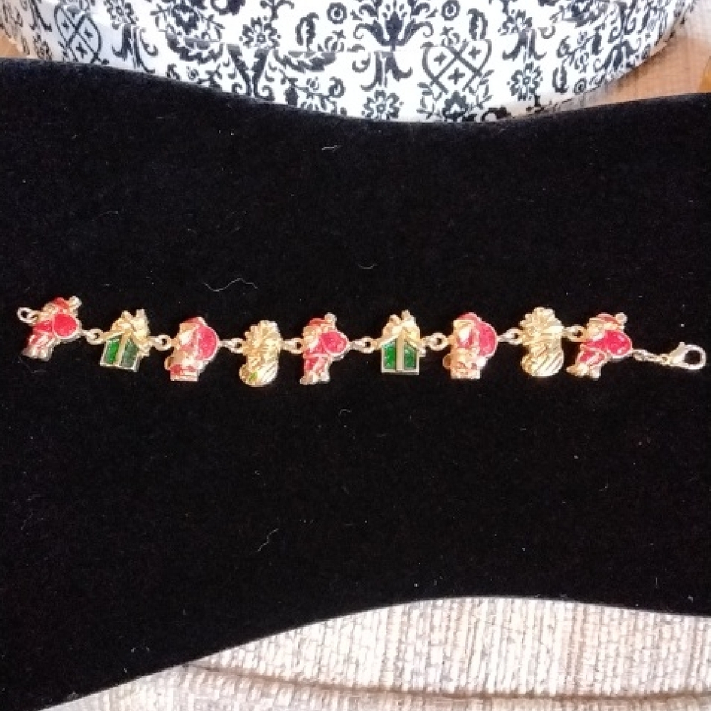 Festive Gold and Red Charm Bracelet